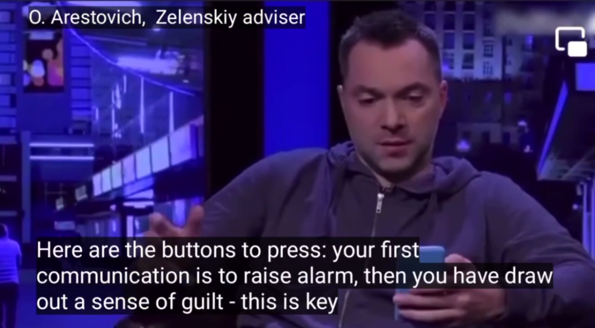 Arestovich (Zelenskiy speech writer) – “Make them terribly afraid – then you show them the exit. Form the expectations around this exit, ‘you have to join here and here, and everything will be alright”